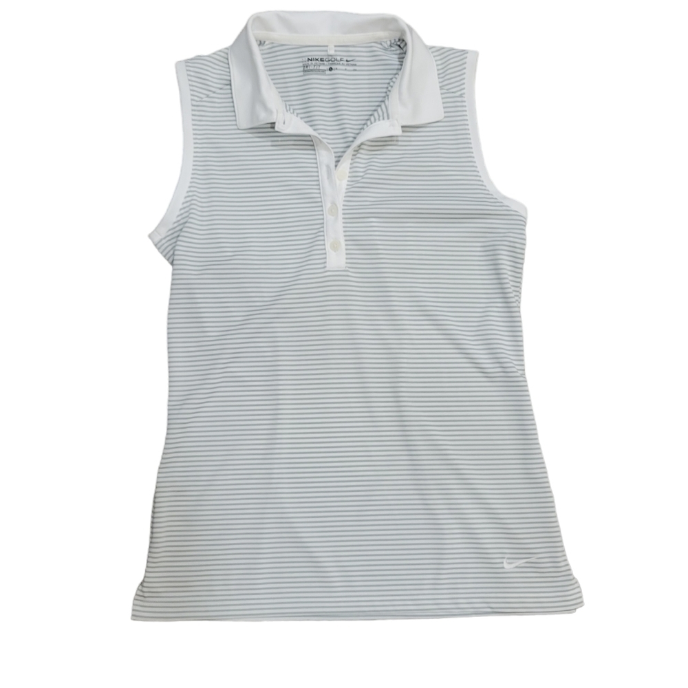 Nike Dri-Fit Golf Sleeveless Shirt/Size Small/Grey and White Striped